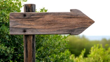 Naklejka premium Wooden sign with an arrow pointing to the right, indicating direction or route