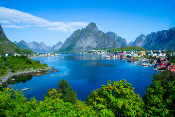 Scenic Reine village in the Lofoten Archipelago Islands, Norway