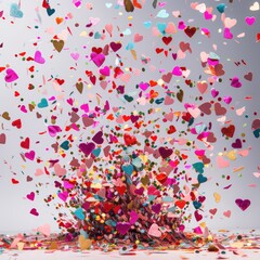 Colorful Heart Confetti Explosion