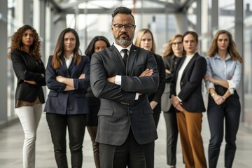 Fototapeta premium a group of modern business people in a dramatic full length pose with folded arms