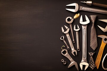 A collection of various hand tools arranged on a dark surface, ideal for DIY projects and tool-themed designs.