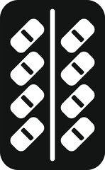 Blister pack containing white pills isolated on white background