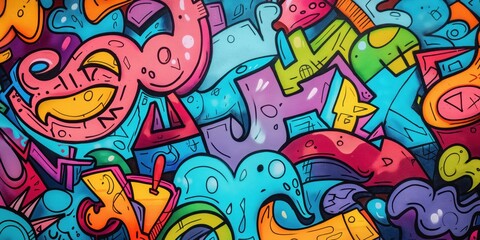 Obraz premium Vibrant Abstract Mural in Urban Setting created by ai