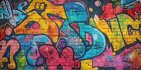 Obraz premium Vibrant Abstract Mural in Urban Setting created by ai