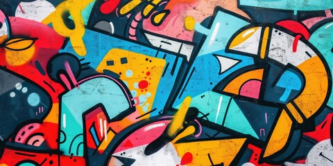 Vibrant Abstract Mural in Urban Setting created by ai