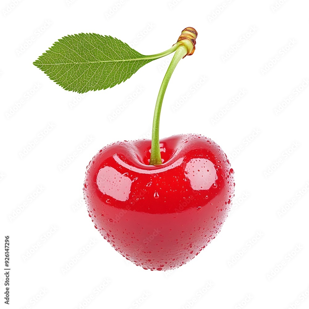 Wall mural Perfect Morello Cherry Isolated on White Background in Macro Shot