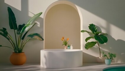 Abstract empty concrete room interior background with wall and floor, minimalism style