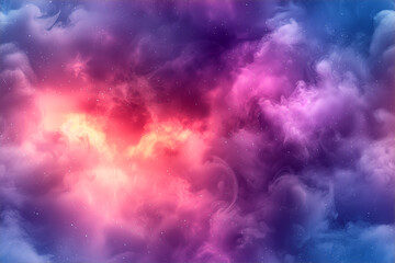 A colorful, starry sky with a purple and pink hue. The sky is filled with clouds and stars, creating a dreamy and ethereal atmosphere