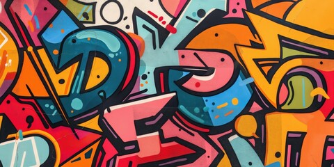 Vibrant Abstract Mural in Urban Setting created by ai