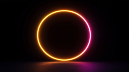 Vibrant Neon Circle Illuminated Against Dark Background