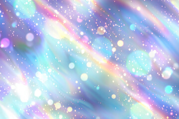 Obraz premium Iridescent background, rainbow bokeh light beams, holographic prism effect