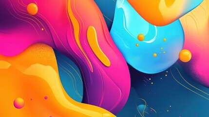 Fototapeta premium Vibrant Abstract Liquid Forms: A mesmerizing interplay of bold, saturated colors creating a dynamic and energetic visual.