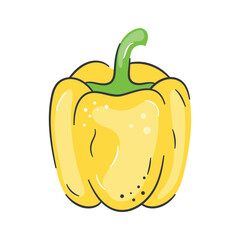 Icon of a yellow bell pepper, featuring a vibrant body with a green stem