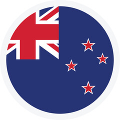 Flag of New Zealand. Round icon on transparent background. Flat style