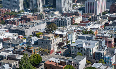 Bird eye view of San Francisco downtown, United States tourism theme