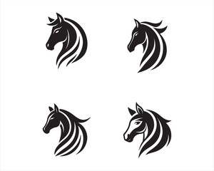 Create a minimalist horse logo vector art illustration icon logo,