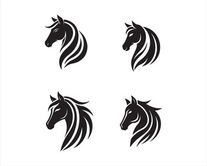 Create a minimalist horse logo vector art illustration icon logo,