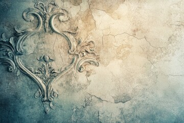 Elegant background featuring ancient textured wall with ornate design and cracks, creating a timeless atmosphere