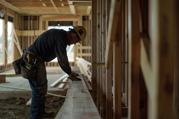 a man in a hard hat working on a building