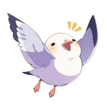 recommend clip art: Beautiful illustration of a seagull with a white background isolated kawaii