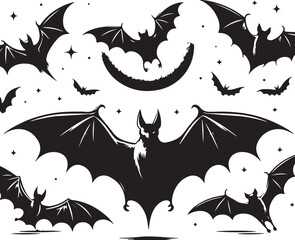 bat vector design clipart flat style artwork