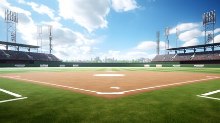 Scenic View of a Pristine Baseball Diamond from the Bottom of the Field