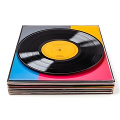 Vintage Vinyl Turntable Records Isolated on Clean Background