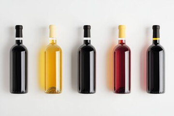 Fototapeta premium Wine bottle. set. isolated on the white background. Mockup with generative ai