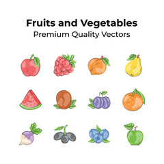 Premium Quality Fresh Fruits and Vegetables vectors