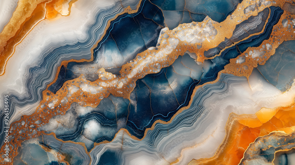 Poster colorful agate stone with intricate patterns and textures displayed close-up