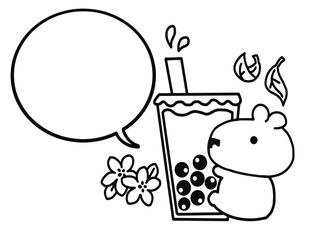 Capybara with bubble tea.