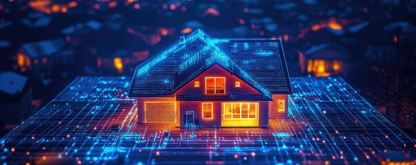 Fototapeta premium Individual installing smart home devices like thermostats and security systems, showcasing the integration of technology in modern home improvement