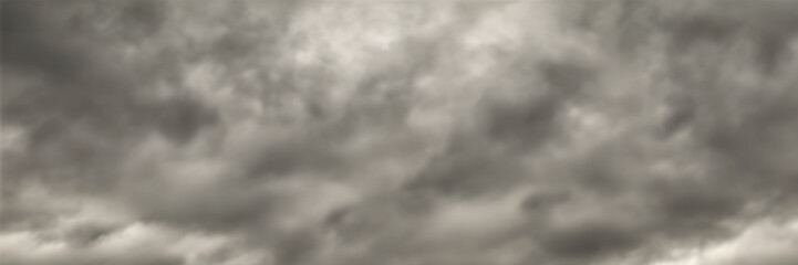 Dramatic autumn sky, stormy clouds in dark sky, vector background