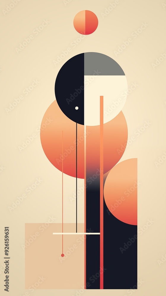 Poster a modern abstract composition featuring geometric shapes in warm tones. the design includes circles,