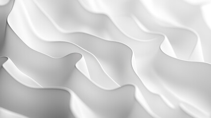 Fototapeta premium Flowing white fabric with soft waves captured in close-up detail