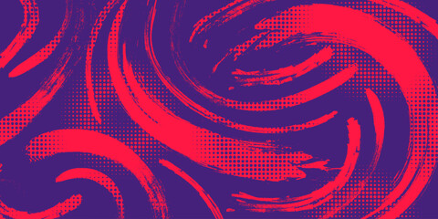 Abstract Sports Background with Red and Purple Brush Texture and Halftone Effect. Retro Grunge Background for Banner or Poster Design