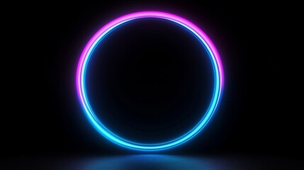Obraz premium Vibrant Neon Circle with Dynamic Glow Effects in Dark Background