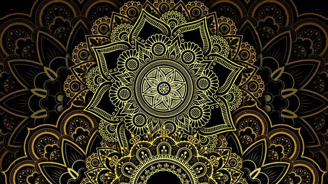 Abstract animated smooth VJ loop geometric seamless kaleidoscope gold pattern