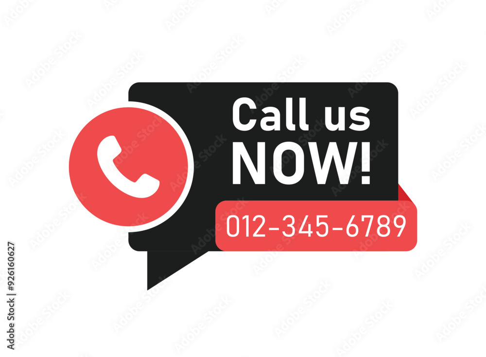 Poster call us button icon in flat style. phone number place vector illustration on isolated background. te