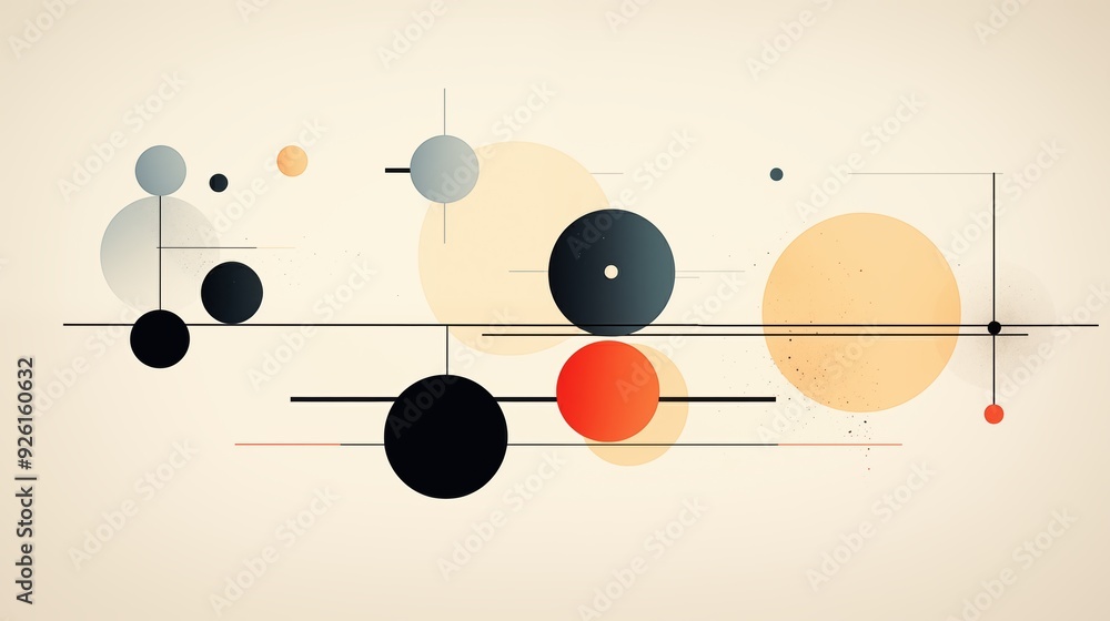 Aufkleber an abstract composition featuring various circles and lines in a harmonious arrangement. the color p