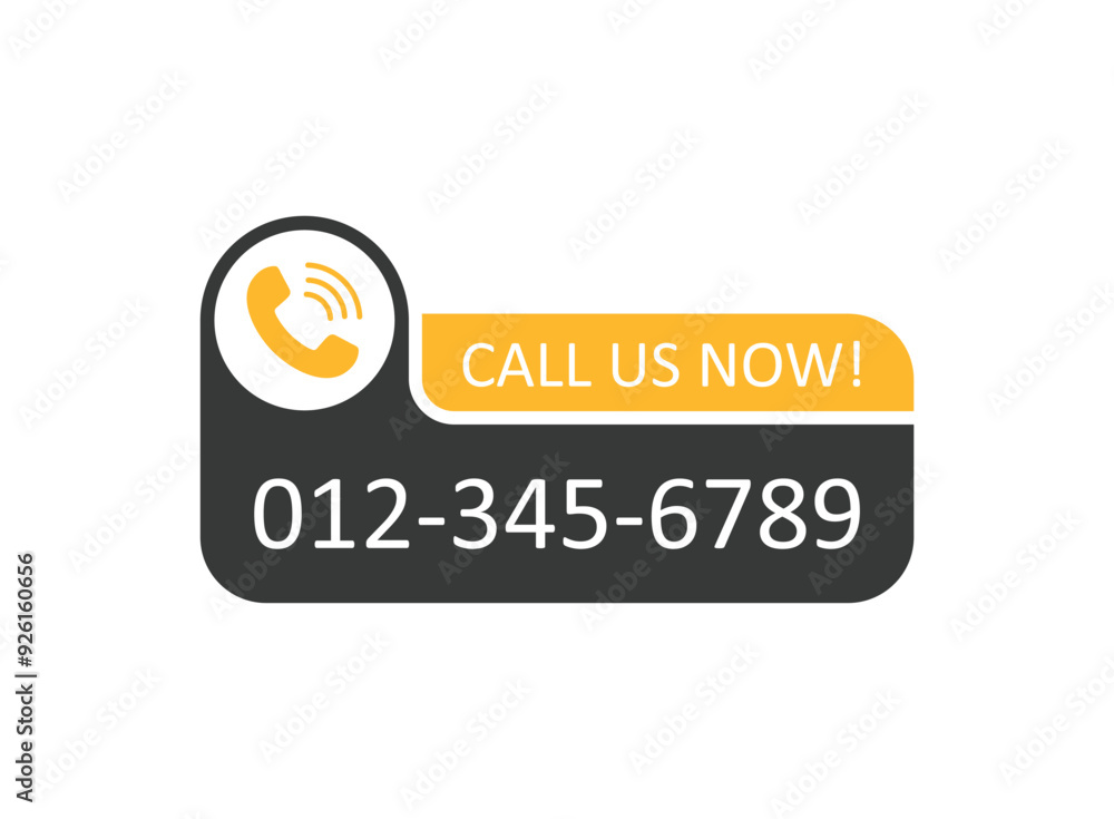 Poster call us button icon in flat style. phone number place vector illustration on isolated background. te