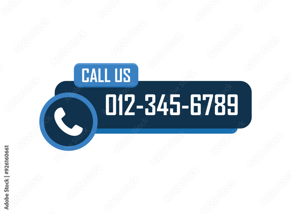 Poster call us button icon in flat style. phone number place vector illustration on isolated background. te