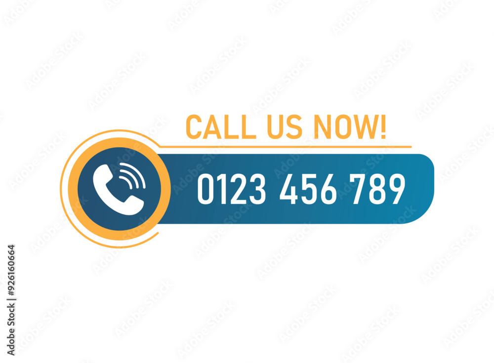 Aufkleber call us button icon in flat style. phone number place vector illustration on isolated background. te