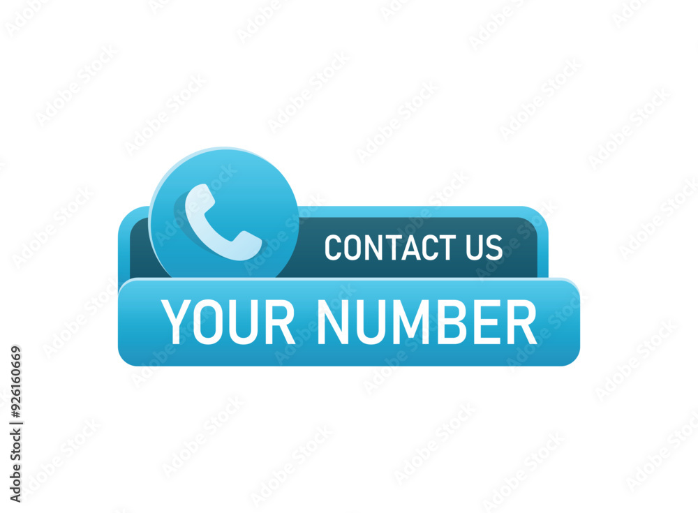 Aufkleber call us button icon in flat style. phone number place vector illustration on isolated background. te