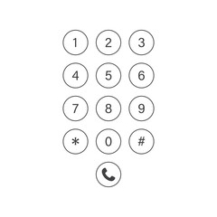 Smartphone dial button icon in flat style. Phone number pad vector illustration on isolated background. Telephone interface sign business concept. © Lysenko.A