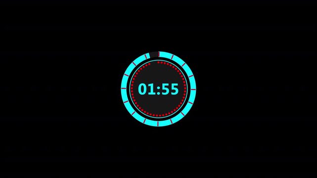 two minutes countdown animation, 2 minutes countdown timer animation, two minute timer on black background.