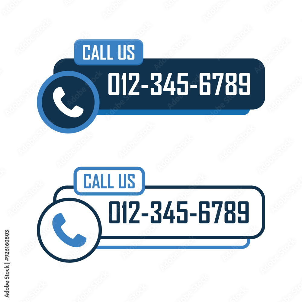 Poster call us button icon in flat style. phone number place vector illustration on isolated background. te