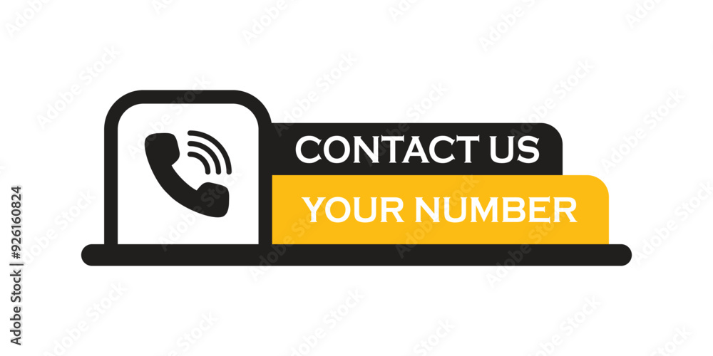Poster call us button icon in flat style. phone number place vector illustration on isolated background. te
