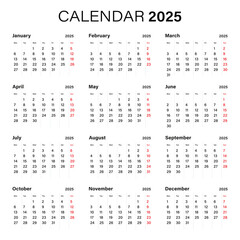 Calendar 2025 year icon in flat style. Planner vector illustration on isolated background. Calender sign business concept.