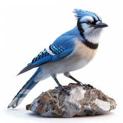 Blue Jay Perched on a Rock.
